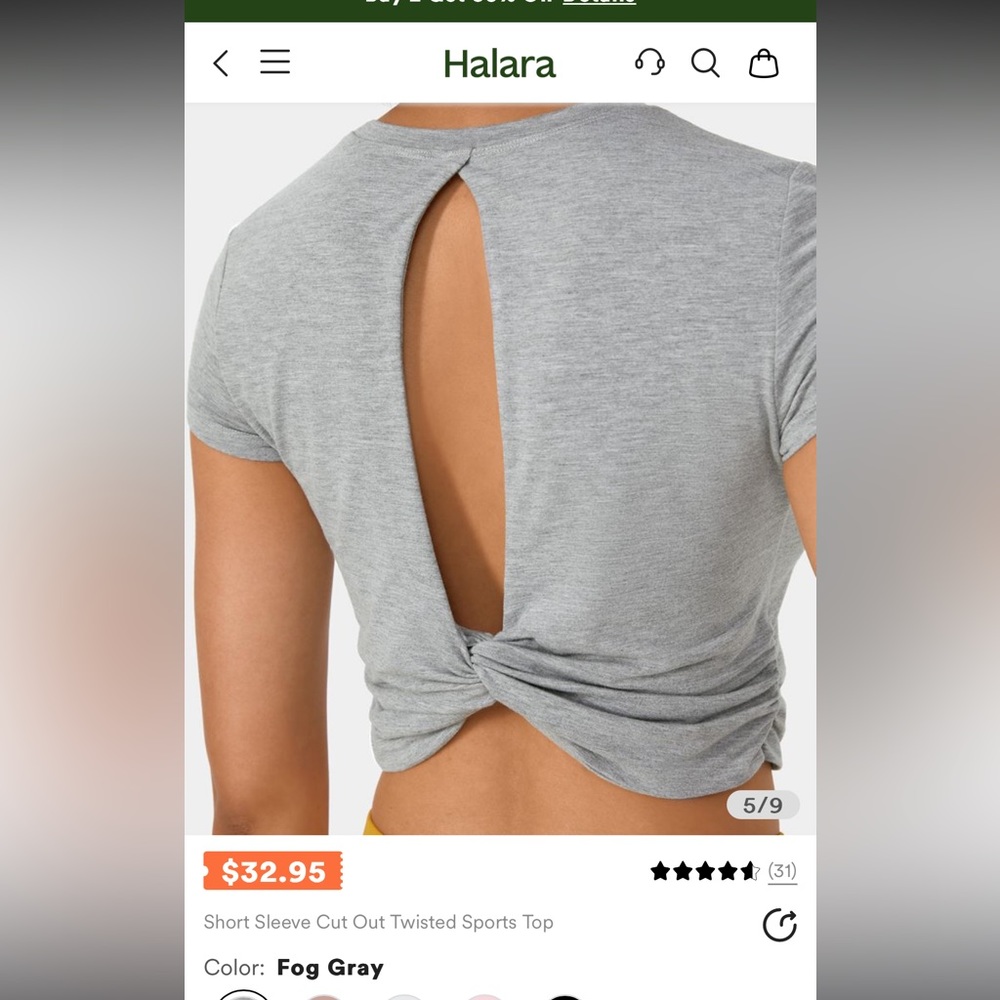 HALARA Gray Cut Out Twisted Crop Top